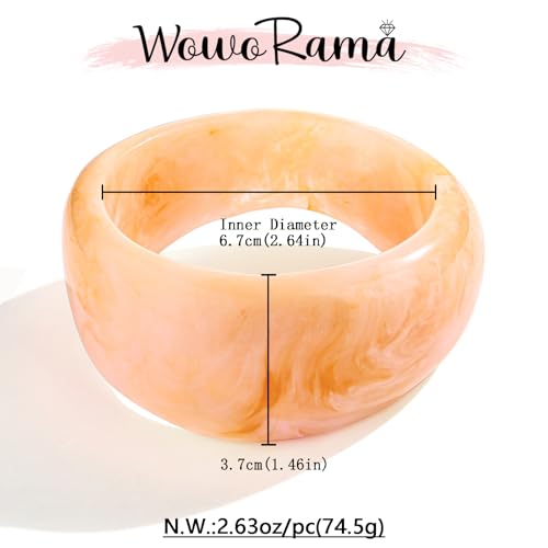 WOWORAMA Colorful Resin Acrylic Bangle Bracelets for Women Geometric Chunky Mottled Acetate Resin Bangles Wide Acrylic Plastic Bracelets Statement Jewelry