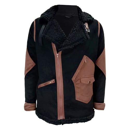 Veste d'hiver en fausse fourrure homme en daim et peau de mouton