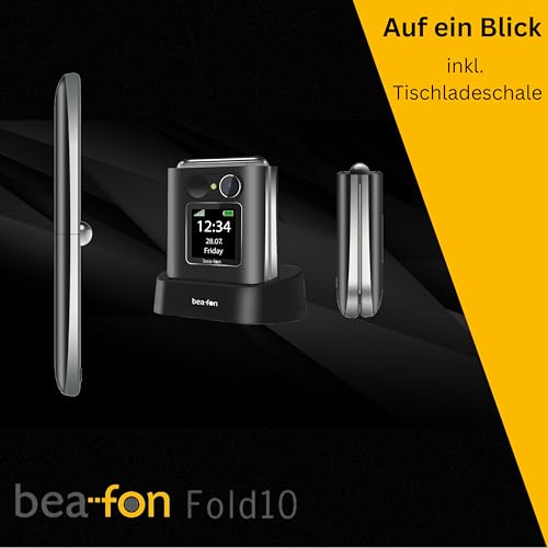 Beafon, silverline, Fold10, Klapphandy, SOS Notruftaste, XL Farbinnendiplay 2,2 (5,58cm), XL Farbaußendisplay 1,44 (3,65cm), Fotokonatakanzeige, Kamera, Lichtsignal, Tischladeschale
