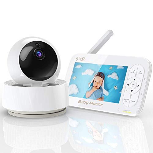 Baby Monitor, 720P 5HD Display Video Baby Monitor con cámara y audio, pantalla IPS, rango de 900 pies, audio bidireccional, zoom con un clic, visión nocturna y monitor térmico