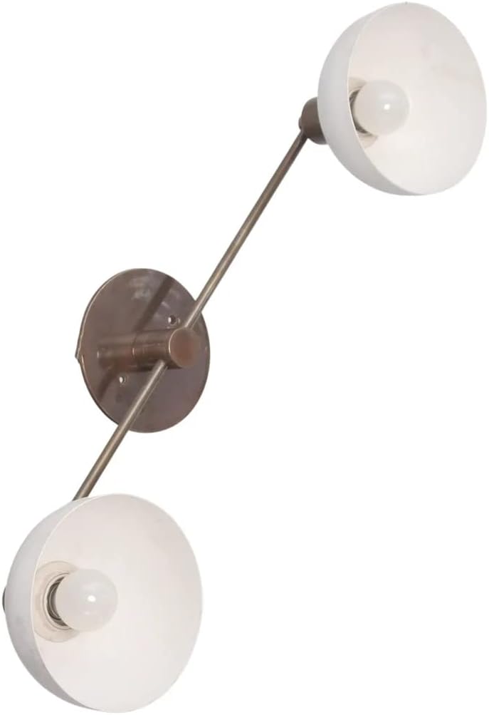NauticalMart 2 Armed Wall Light Modern Brushed Brass Sputnik Chandelier Light Fixture (White)