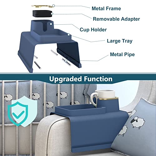 Couch Cup Holder Tray, Silicone Sofa Armrest Tray Temperature Resistant & Anti-Slip Sofa Coasters Recliner Drink Holder For Remote/Snack/Cellphone, Gift For Dad, Mom, Grandma Or Grandpa #TOP4