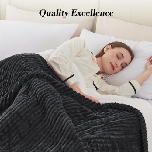 Image of Westinghouse Heated Blanket King Size, Flannel Sherpa, 100x90 Inch, Chacoal | King Size Heated Blanket with 10 Heating Levels & 1-12 Hours Auto Shut Off, Fast Heating Warming Blanket, Machine Washable