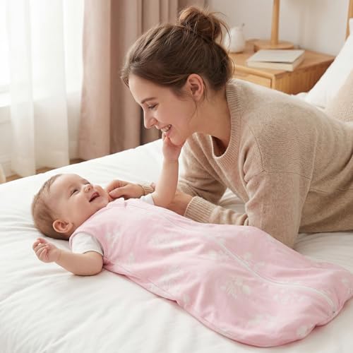 Image of Duomiaomiao Baby Sleep sack 1.0 Tog, 2 Pack Cotton Baby Sleeping Bag All Years Round, Wearable Blanket Unisex Toddler Newborn Sleep Bag 6-18 Months, Flowers