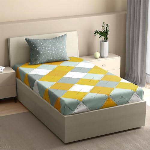 Image of Wakefit 200 TC Flat 100% Cotton Printed Bedsheet, Mario Single Size (90x60 inches) / (2.29m*1.52m) with 1 Pillow Cover Mario, Single