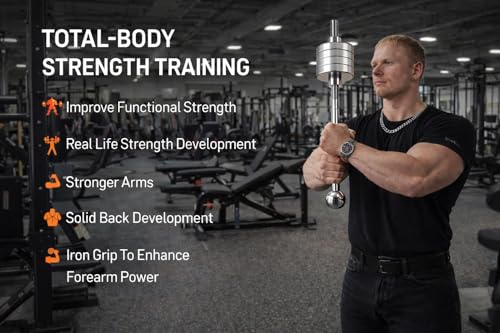 Image of Premium Steel Clubbell for Strength Training, Adjustable Weight, 4.5 KG-10 KG(6 in 1) Non-Slip Knurled Handle (Clubbell Rod)