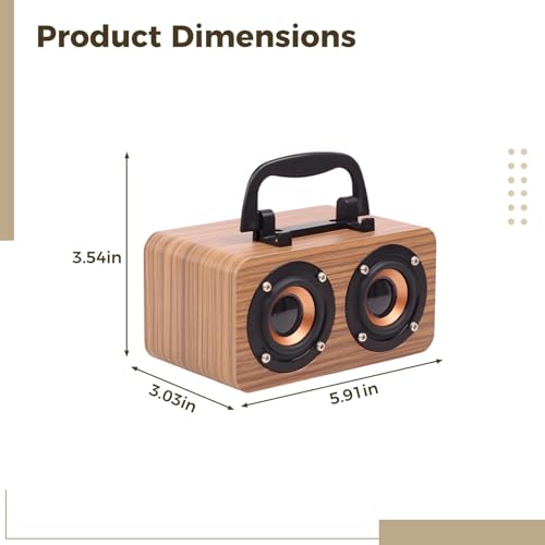 Altavoz inalámbrico de madera retro, mini reproductor portátil de 15 x 7,6 x 8,9 cm 4