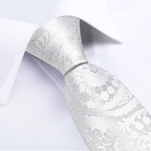 Image of DiBanGu Mens Paisley Tie Set Silk Woven Jacquard Necktie and Pocket Square Cufflinks Gift Set for Wedding Bussiness