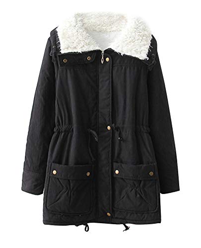 ACE SHOCK Women's Winter Coats Faux Fur Lined Quilted Jackets Fashion Winter Parka (Regular US X-Large, Black)