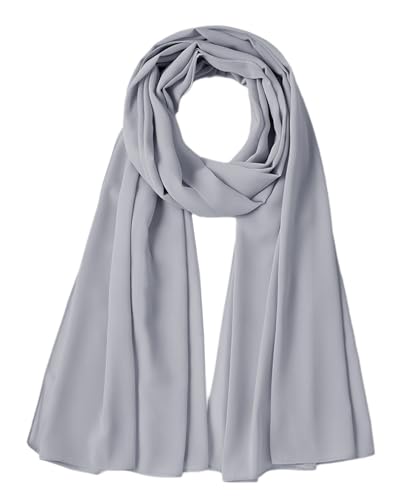 Ftoronaly Chiffon Scarf for Women Lightweight Breathable Sunscreen Soft Solid Hijab Scarf for Daily & Muslim Wear Gray