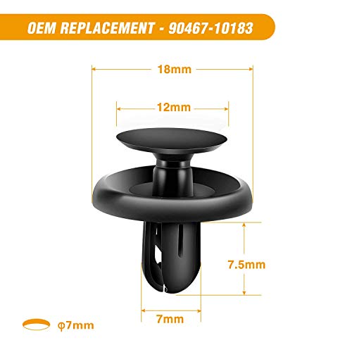 image for GOOACC 100PCS 6.5mm 7mm 9mm Compatible with Toyota Push Type Retainer 