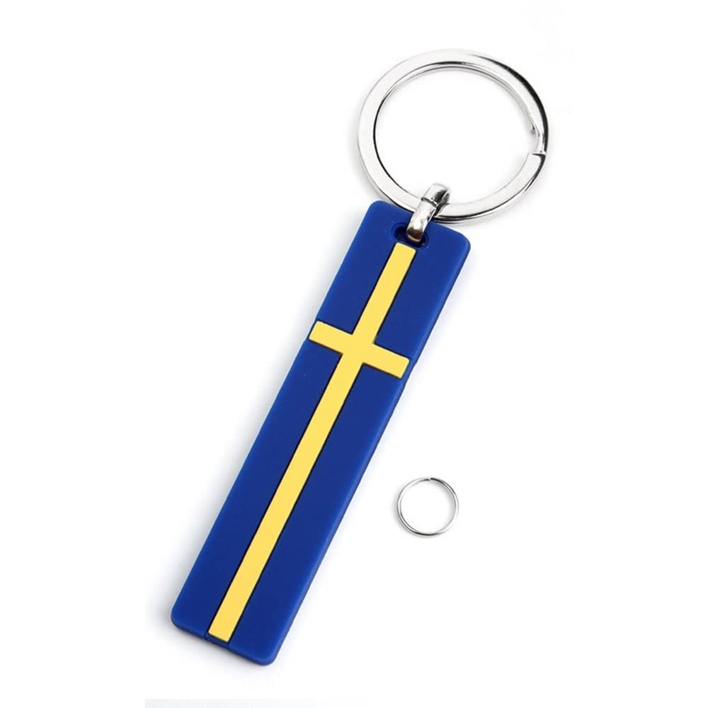 Winluu Swedish Flag Keychain Emblem Badge Rubber Plastic Key Ring Keychains Keyring Chain,Swedish Flag Emblem Keychain