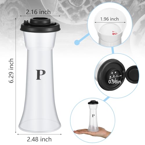 Image of Set of 2 Plastic Salt and Pepper Shakers with Lids Large Salt Shaker Pepper Container Vintage Tall Hourglass Camping Picnic Outdoors Travel Spice Set for Home Picnic Kitchen(Classic,Black Red)