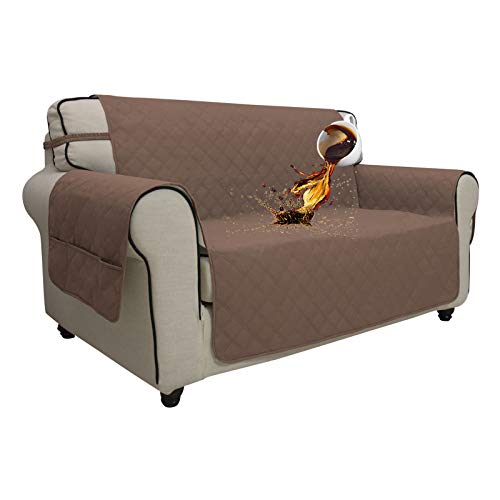 Easy-Going Sofa Slipcover Loveseat Cover Waterproof Couch Cover Furniture Protector Sofa Cover Pets CoversSeamless Whole Piece Non-Slip Fabric Pets Kids Children Dog Cat (Loveseat, Camel)