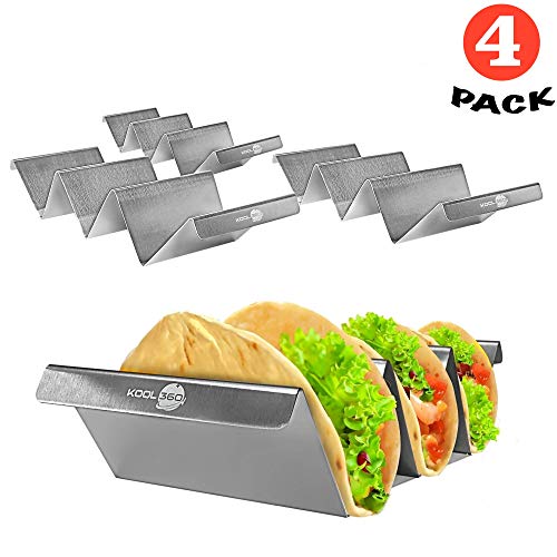 Food Grade Stainless-Steel Taco Holders with Handle | Set of 4 |Each Taco