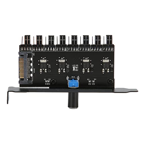 PC Fan Hub 8 Canales Knob Ventilador de Refrigeración Controlador de Velocidad para CPU Chasis Disco Duro VGA PWM Ventilador PCI, Accesorios Profesionales