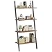 CubiCubi Leiterregal, Bücherregal mit 4 Ablagen, Storage Rack Regale, Pflanze Blume Stand, Aufbewahrungsregal, Stahlgestell, Industrieller Metallrahmen, Möbel, Rustikal Braun