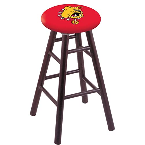 Holland Bar Stool Co. Oak Bar Stool in Dark Cherry Finish with Ferris State Seat by The