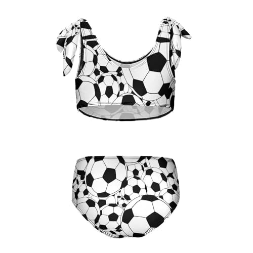Girls Swimsuit Bikini Set Funny Soccer Balls Summer 2Pcs Bathing Suits Tankini Sets for 6-12 Years2