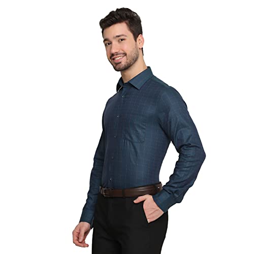 Image of blackberrys Checks Cotton Slim Fit Mens Work Wear Shirt
