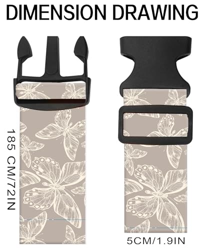 Image of Luggage Straps for Suitcases, Adjustable Travel Belt, Durable Wide Luggage Strap, Cute Suitcase Strap Identifiers with Buckle, Bag Straps for Luggage, Grey Cute Butterfly