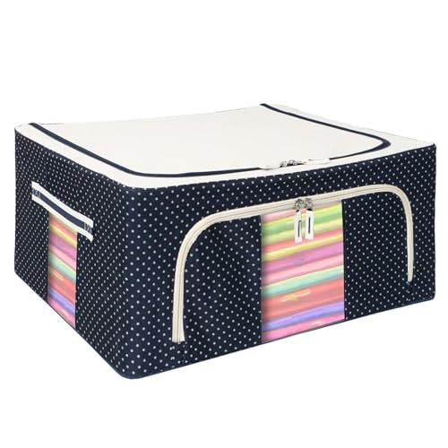 Image of Clothes Storage Box Wardrobe Organizer For Clothes 24 Liter Foldable Steel Frame Clothes Organizer Storage Box For Wardrobe, Saree, Shirts, And Blankets Pack Of 1