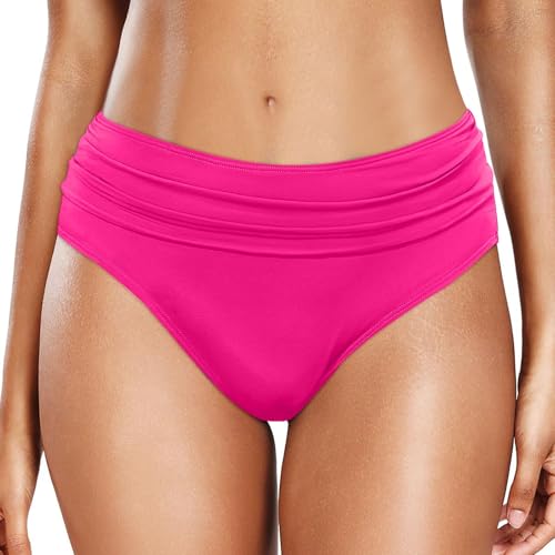 Slip de bikini de bain pour femme à contrôle abdominal et taille haute
