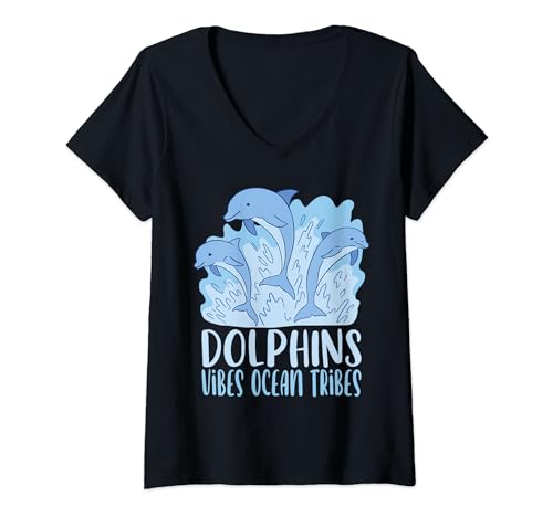 Mujer Delfines Vibes Ocean Tribes Delphin Delphinidae hombres Camiseta Cuello V