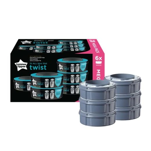 Tommee Tippee Windeleimer Nachfüllkassetten für Twist & Click und Sangenic TEC Windeleimersysteme, 6er Set