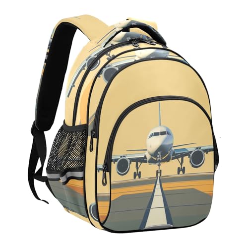 Airplane on Airport Backpack for Kids Boys Girls School Bag Elementary Bookbag Travel Rucksack Medium2