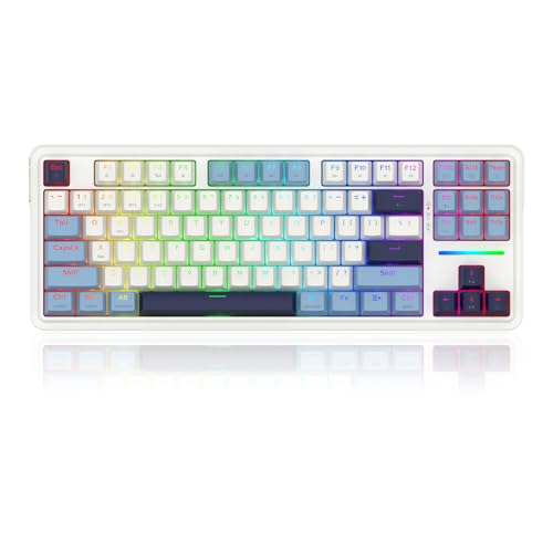 K728 PRO 80% tastiera wireless Gasket RGB gaming, 3 modalità 87 tasti TKL tastiera meccanica con base hot-swap, tasti a colori misti e riduzione del rumore a 5 strati, interruttore lineare - Tastiera gaming - Immagine 2