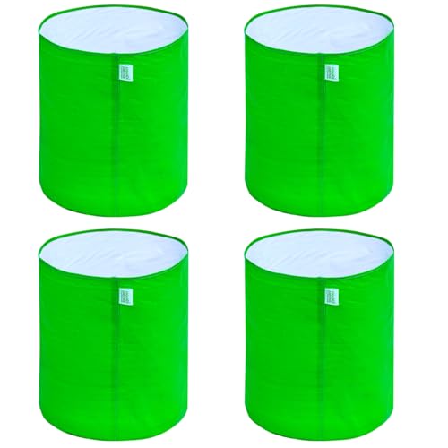 Image of Anandi Green's Premium HDPE Uv Protected 220 GSM Round Shaped Green Colour Plants Grow Bags Suitable for Terrace and Vegetable Gardening (Pack of 4, 18x18 INCH)