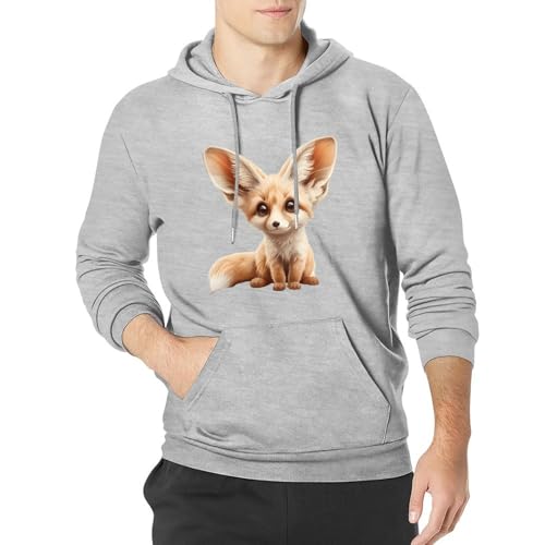 Cute Fennec Fox Unisex Casual Hoodies Long Sleeve Lightweight Pullover Tops Loose Sweatshirt with Pocket