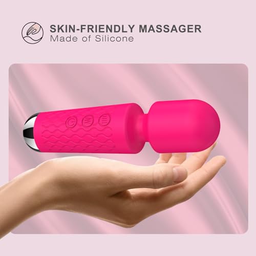 Image of Personal Mini Massager, Handheld Wand Massager - Powerful Vibration Massager - Perfect for Travel Stress Relief, Relieves Back, Legs and Lumbar Muscles (Rose Red)