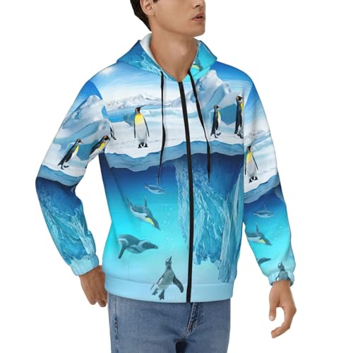 Sweat zippé décontracté motif iceberg homme pour les loisirs