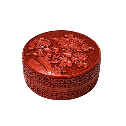 orientliving Vintage Chinese Red Lacquer Round Box AGB129