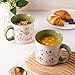 AmorArc 22 OZ Large Ceramic Coffee Mugs Set of 2, Oversized Mugs With Big Handle for Men Women Dad Mom, Big Mug With Textured Dogs Cats Patterns for Office & Home -Microwave Safe, 2 Pcs-Green