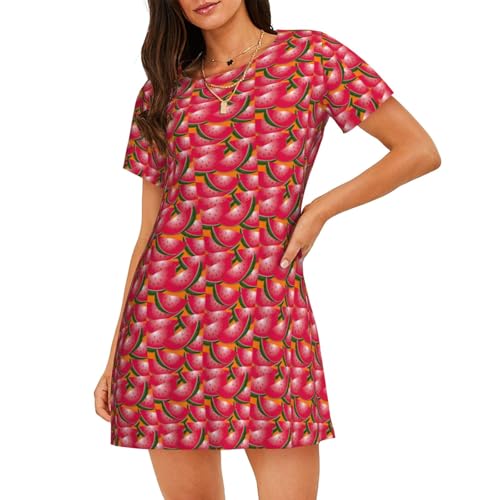 Chemise de nuit pastèque mûre pour femme, tenue de détente estivale