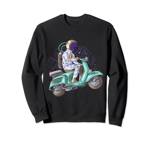 Astronaute Scooter Ride Gift Cosmonaute Space Man on Bike Sweatshirt