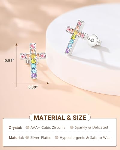 UPROMI Cross Earrings Confirmation Catholic Christian Religious Christmas Birthday Gifts for Teens Tween Teenager3