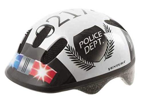 M-Wave, Ventura Police, Casco de ciclismo para niños, color blanco / negro, 52-57 cm