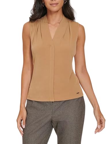 Image of Calvin Klein Women's Sleeveless V-Neck Blouse