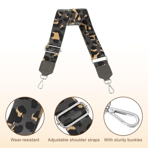Image of uxcell Wide Shoulder Strap, 5cm Adjustable Purse Strap Replacement Crossbody Strap for Shoulder Bag Handbag, Grey, Silver Square Mouth Buckle