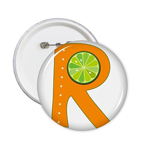 Badge Alphabet R rond et épingle fruit orange pour personnalisation textile XL