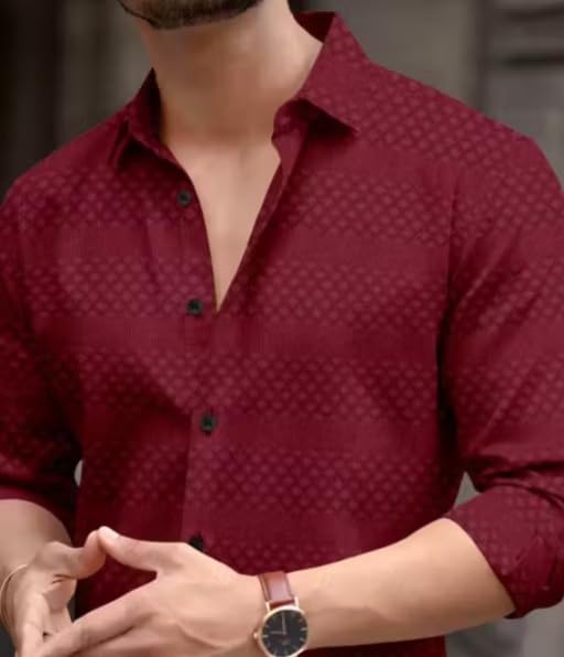 Image of Men Casual Solid Collared Buttondown Shirt Comfortable Breathable Regular Fit Stylish Modern Daily Outfit
