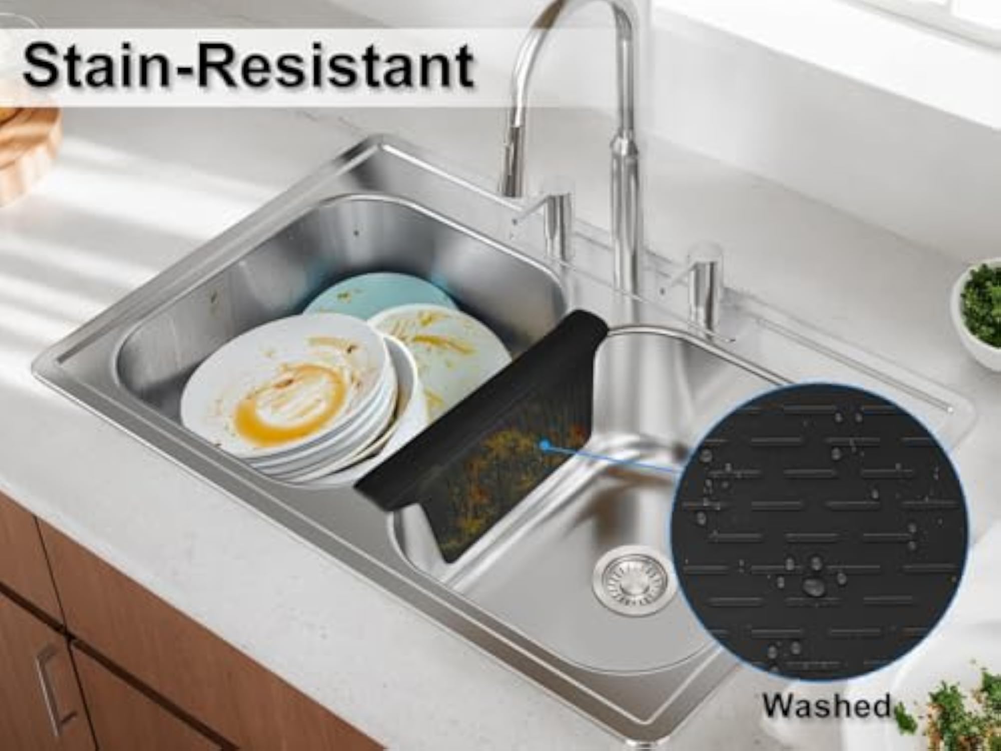 Silicone Sink Divider Mat, Ultra Thin Kitchen Sink Protector