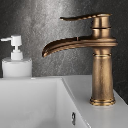 Robinet cascade laiton antique surélevé anti-éclaboussure évier - 2