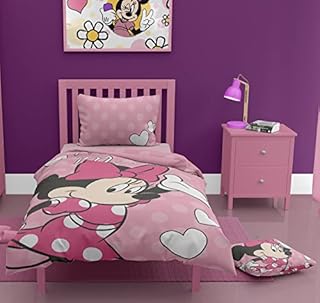 Todd Linens Minnie Mouse Pink Spot Heart Single Duvet Cover Set Kids Bedding Reversible 2 Side Includes Pillowcase Official