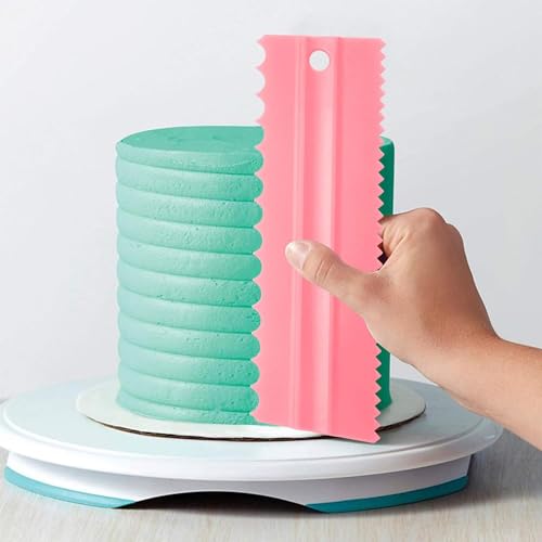 Image of Jamboree!!! 4PCS Cake Scraper Set, Cake Edge Scraper Cutters, Cake Scraper Comb Cream Scraper Tool for Cake Cream Baking (Pink)
