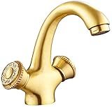 Grifo mezclador de doble interruptor de latón vintage para lavabo de estilo industrial tradicional